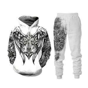 Sublimation personnalisée Ensemble de jogging à capuche 3d pour hommes, survêtement en polyester pour réchauffer les couples, survêtement imprimé, sweat, pantalon de survêtement - Product Image 5