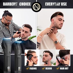 Tondeuse à cheveux sans fil professionnelle pour hommes, kit de tondeuse de barbier avec technologie étanche IPX7 pour la coupe dégradée - Product Image 4