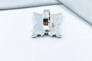 Bague ajustable en argent sterling et buffle blanc faite à la main Bijoux artisanaux uniques Bague bohème en pierres précieuses pour femmes - Product Image 3