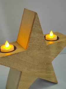 Bougeoir en bois de manguier fait à la main en forme d'étoile Photophore pour les fêtes de mariage de Noël Produits de décoration - Product Image 3