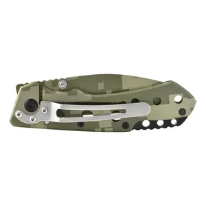 Coltello con chiusura di sicurezza Wallis K900609 Verde Camouflage Acciaio Inossidabile Durezza 48-52 - Product Image 4
