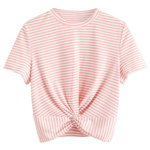 Camiseta corta de gimnasio con cuello redondo informal para mujer, verano 100% de algodón, transpirable, de secado rápido, personalizable - Product Image 3