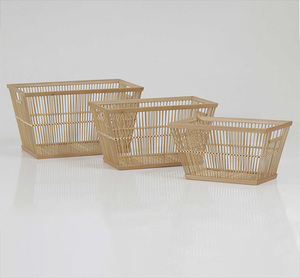 Square <b>Basket</b> Set 3 Natural Rattan bubble catalog protection stock dining classic reclaimed holder silk compact area upholstery - Product Image 1