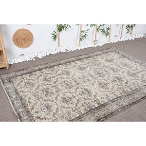 Classic Beige and <b>Brown</b> <b>Wool</b> Rug 5.2 X 7.9 ft Patchwork Design with Latex Backing for Warm Home Decor and Teenagers' Bedrooms - Product Image 2