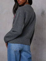 OEMODM Pulls tricotés avec broderie Love Heart Pull en tricot à col rond en laine de haute qualité