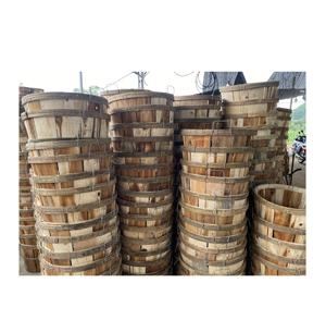 Cesta de madera natural de fábrica superior, contenedor de almacenamiento de mariscos, cesta de bushel de madera dividida con asa de tapa para uso en supermercado - Product Image 6