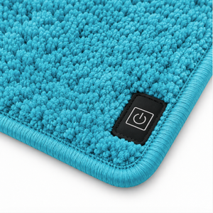 Turquoise Chenille <b>Carpet</b> Tile Plush Floor Mat Square Rug Tile with Power Button for Home Office Bathroom - Product Image 2