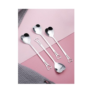 Cuillère à dessert en métal pour crème glacée, tête ronde, mini cuillère en acier inoxydable argenté et doré, cuillère à café - Product Image 2