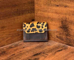 Cartera pequeña de cuero de vaca con estampado de animales hechos a mano, billeteras para tarjetas de crédito de cuero genuino de grano completo occidental - Product Image 3
