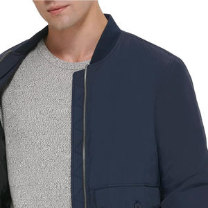 Blouson aviateur à la mode pour hommes, couleur unie, polyester, col montant, vestes avec poches à la main pour hommes, veste avec logo personnalisé pour hommes - Product Image 6
