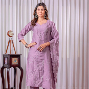 AKSHAR VATICAN Pantalon Kurta réversible coupe ample en soie pour femmes avec ensemble Dupatta - Product Image 1