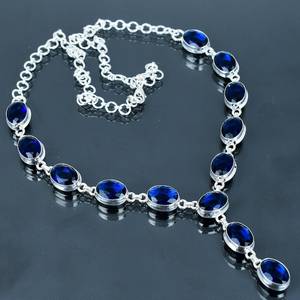 Collier émeraude bleu en argent 925 pour femmes bijoux de foi faits à la main pour mariage et occasions spéciales - Product Image 3