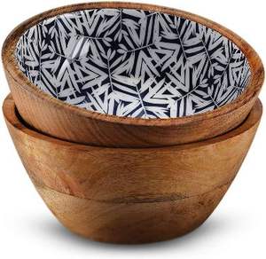 Cuenco de madera de Acacia de varios diseños de hostelería, cuenco de servicio de diseño moderno esmaltado impreso y frutero para utensilios de cocina - Product Image 4