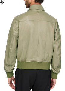 Chaqueta de Cuero Clásica OEM en Tono Verde, Cuero Suave de Primera Calidad, Puños Acanalados Suaves, Cierre de Cremallera Completo, Transpirable - Product Image 5