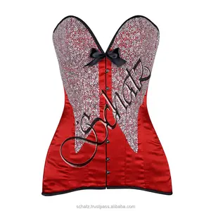 Satin Sexy Bustier Corset Top Back Lace Up Corset with Matching Thong Burlesque Basque Party Dress Boned Lace-up Corsets