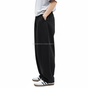 Pantalones de Lona Vaquera para Hombre, Corte Arquitectónico, Ajuste Holgado, Frente Plisado, Cintura Elástica, Pantalones de Verano - Product Image 3