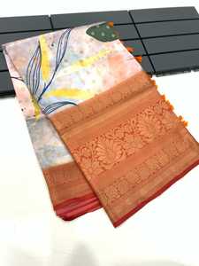 Nouveau sari en soie Banrasi douce et belle fleur royale pour femme - Product Image 5