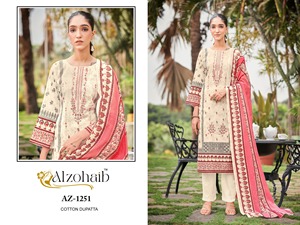 ชุดปากีสถานแบบกึ่งสำเร็จรูป คุณภาพพรีเมียม สีพาสเทลพีชและสีฟ้าอมเขียว ลายดอกไม้ พร้อมผ้าคลุมไหล่พิมพ์ลาย - Product Image 4