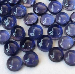 หิน iolite ทรงกลม7มม. ธรรมชาติขัดหลังเรียบ- - Product Image 5