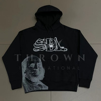 Üretici Erkek Kapüşonlu Sweatshirtleri %100 Pamuk Ağır Polar Tüm Yüzeyi İşlemeli Özelleştirilebilir Tasarımcı Yüksek Kalite Bol Kesim Kışlık