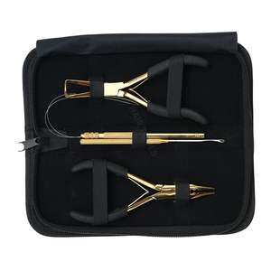 Kit de Herramientas para Extensiones de Cabello Doradas con Pinzas, Herramienta de Crimpado de Microperlas, Removedor de Perlas, Enhebrador de Lazos, Alambre y Gancho - Product Image 1