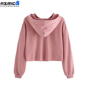 เสื้อครอปฮู้ดดี้ผู้หญิงขายส่ง แบบซิปสั่งทำได้ ผ้าฟลีซสวมหัว มีฮู้ด สวมใส่สบาย ผ้าถักเนื้อนุ่ม น้ำหนักเบา เหมาะสำหรับฤดูหนาว ปักลายด้านหน้า - Product Image 5