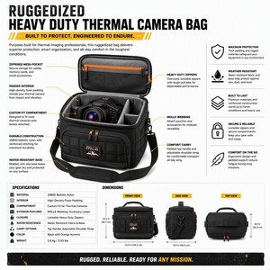 Sac de protection robuste pour caméra thermique infrarouge portable FLIR, étui de protection pour capteur de pompier, étanche 1000D - Product Image 4