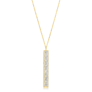 Stick Design Zircon Stone Baguette Shape Silver Pendant Venta al por mayor 925 Sterling Silver Jewelry Joyería fina - Product Image 1
