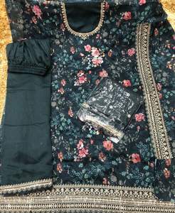 Heavy Vichitra Impresión digital y secuencia de bordado Trabajo Salwar Kameez Palazzo Suit PARA VENTA DE EXPORTACIÓN - Product Image 6