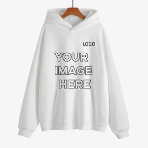 Sweats à capuche unis en coton épais 400gsm pour hommes, broderie de logo personnalisé pour l'hiver, sweats à capuche épais vierges à impression bouffante sans ficelle - Product Image 2