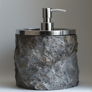 Dispensador de Jabón de Metal de Diseño - Estilo Moderno y Lujoso, Ecológico, Duradero para Encimeras de Baño, Acabado Liso, Elegante y Decorativo - Product Image 3