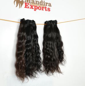 Extensiones de cabello humano indio Remy con cutícula virgen alineada 100%, paquetes naturales ondulados baratos, proveedor de trama doble, corte a máquina - Product Image 4