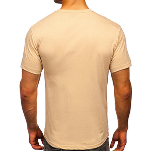 T-shirt en coton gris pour homme, coupe ajustée, manches courtes, col rond, couleur unie, tricoté en jersey, respirant, longueur standard, décontracté - Product Image 5