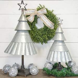 Galvanizado Blanco Lavado Decoración para el hogar Festival de Navidad Usado Granja Árbol de Navidad con soporte - Product Image 5