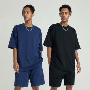 Ropa deportiva de ocio para hombre, conjunto de dos piezas, pantalones cortos de manga corta con cuello en V de punto transpirable para exteriores de verano - Product Image 6