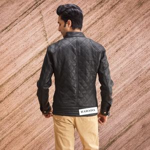 Chaqueta bomber informal de cuero auténtico para hombre, ropa de hombre, chaqueta ajustada de cuero de manga larga con cremallera a la moda, chaqueta de motocicleta - Product Image 2