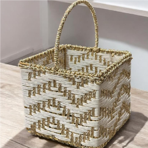 Cesto de algodón blanco cuadrado de calidad superior organizador de almacenamiento multiusos personalizable hecho en India ligero - Product Image 1