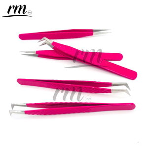 RMI nouveau rose foncé enduit de poudre argent pointe Extensions de cils pince à épiler durable en acier inoxydable matériau charme pince à épiler - Product Image 2