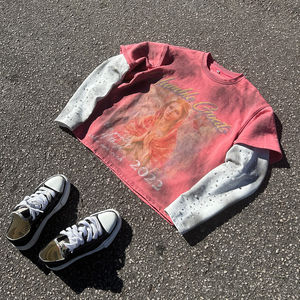 เสื้อยืดแขนยาวสองชั้นแบบสั่งทำพิเศษ ล้างสีแบบแอซิดวอช แต่งลายขาดๆ ประดับเพชรและตัวอักษรผ้าทอ จากโรงงานผู้ผลิตโดยตรง - Product Image 6