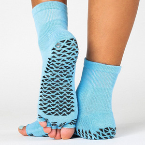 Chaussettes de yoga et de danse antidérapantes personnalisées en gros pour femmes, 5 doigts, sans doigts, en coton 100 % écologique, soutien pour les jeunes - Product Image 2