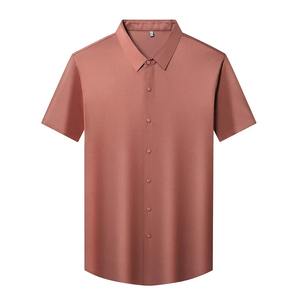 <b>Men's</b> Casual Print Oxford Satin Short Sleeve Dress <b>Shirt</b> Single Breasted Stand Collar Anti-Wrinkle 100% <b>Silk</b> Summer ODM Supply - Product Image 6