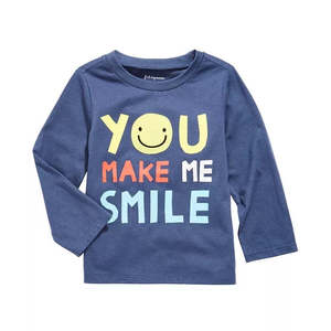 Camiseta de Algodón Azul First Impressions para Bebés Niños, Diseño con Estampado de Sonrisa, Talla 18 Meses - Product Image 1