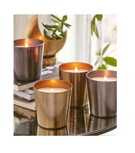 Tazón de vela de Metal elegante con acabado clásico con y sin cera para exportación para iluminación y decoración de oficina de boda en casa - Product Image 1