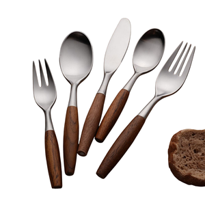 <b>Wooden</b> Handle Premium Stainless Steel Cutlery <b>Set</b> Mirror Polished Flatware Dinnerware <b>Set</b> With Spoon Fork Knife <b>Kitchen</b> For Home - Product Image 4