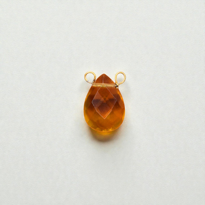 Connecteur en argent sterling 925 avec double bélière et pierre précieuse citrine - Breloque en forme de larme enroulée de fil 9x11 MM pour bijoux - Product Image 1