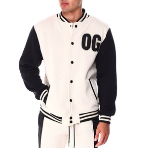 Vente en gros de vestes universitaires décontractées de printemps et d'automne de haute qualité pour hommes avec logo personnalisé en cuir Letterman unisexe - Product Image 1
