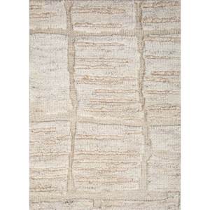 Tapis en laine noué à la main à motif géométrique Entropy Warm Cream 2x3 pieds pour la décoration intérieure - Skwl-677 - Product Image 1