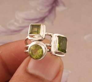 Bague en argent péridot faite à la main 925 Sterling Designer Band bijoux usine exportation en gros - Product Image 3