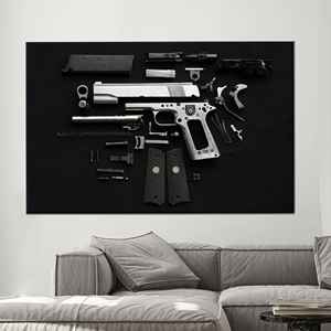 Impresión en Lienzo de Arma Desmontada: Arte Táctico de Armas de Fuego para la Cueva del Hombre, 1 Pieza: Enmarcado para Galería - Product Image 1