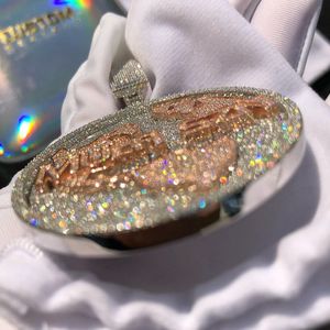 VVS Moissanite Diamond Iced Hip Hop Colgante Blanco Azul Zafiro Joyería Chapado en oro Pases Tester Con Encantadores Encantos - Product Image 4